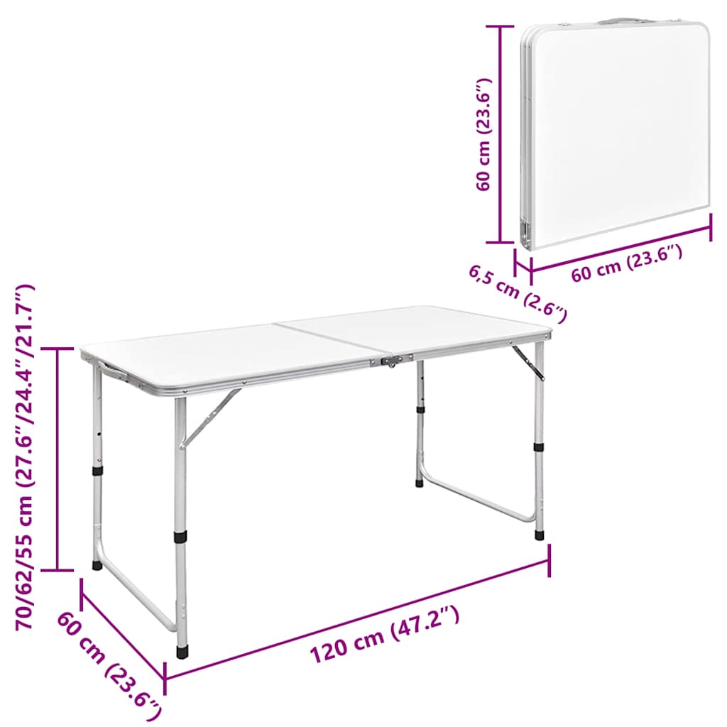 Campingtisch Klappbar Höhenverstellbar Aluminium 120x60 cm