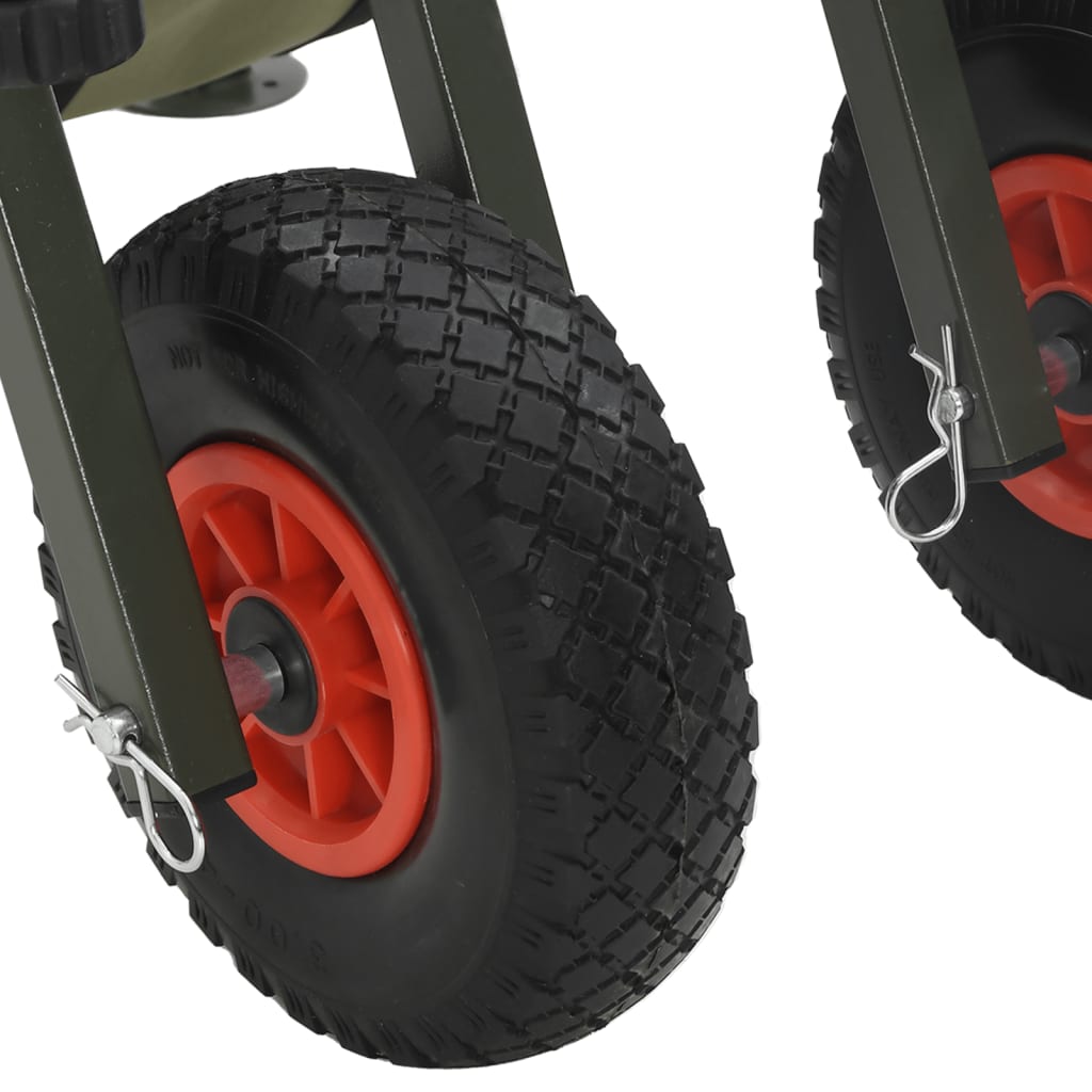 Angelwagen Grün mit 2 Rädern Pulverbeschichteter Stahl