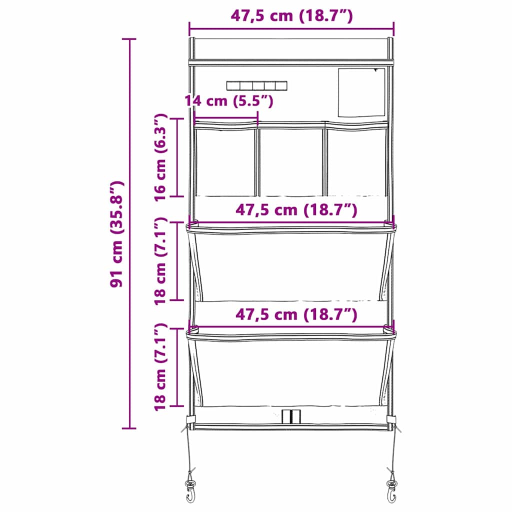 Aufbewahrungstasche Schwarz und Blau 91 x 47,5 cm Oxford
