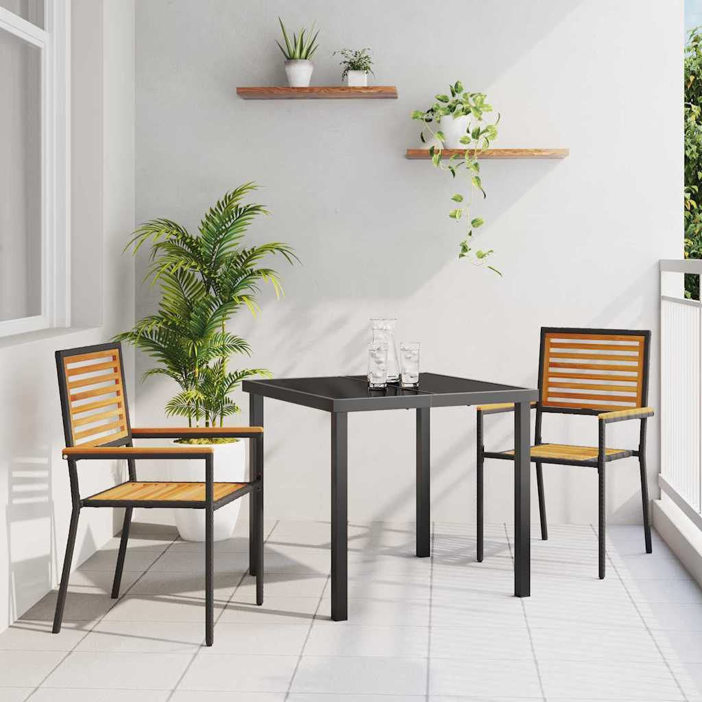 Garten Stapelstühle 2 pcs Braun und Schwarz