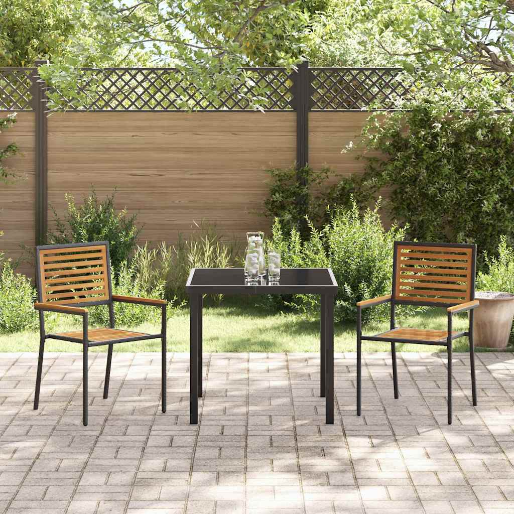 Garten Stapelstühle 2 pcs Braun und Schwarz