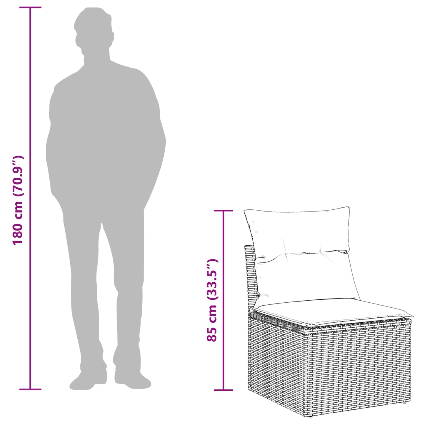 Gartensofa-set mit Kissen mit Speicher 5 pcs Schwarz Polyrattan