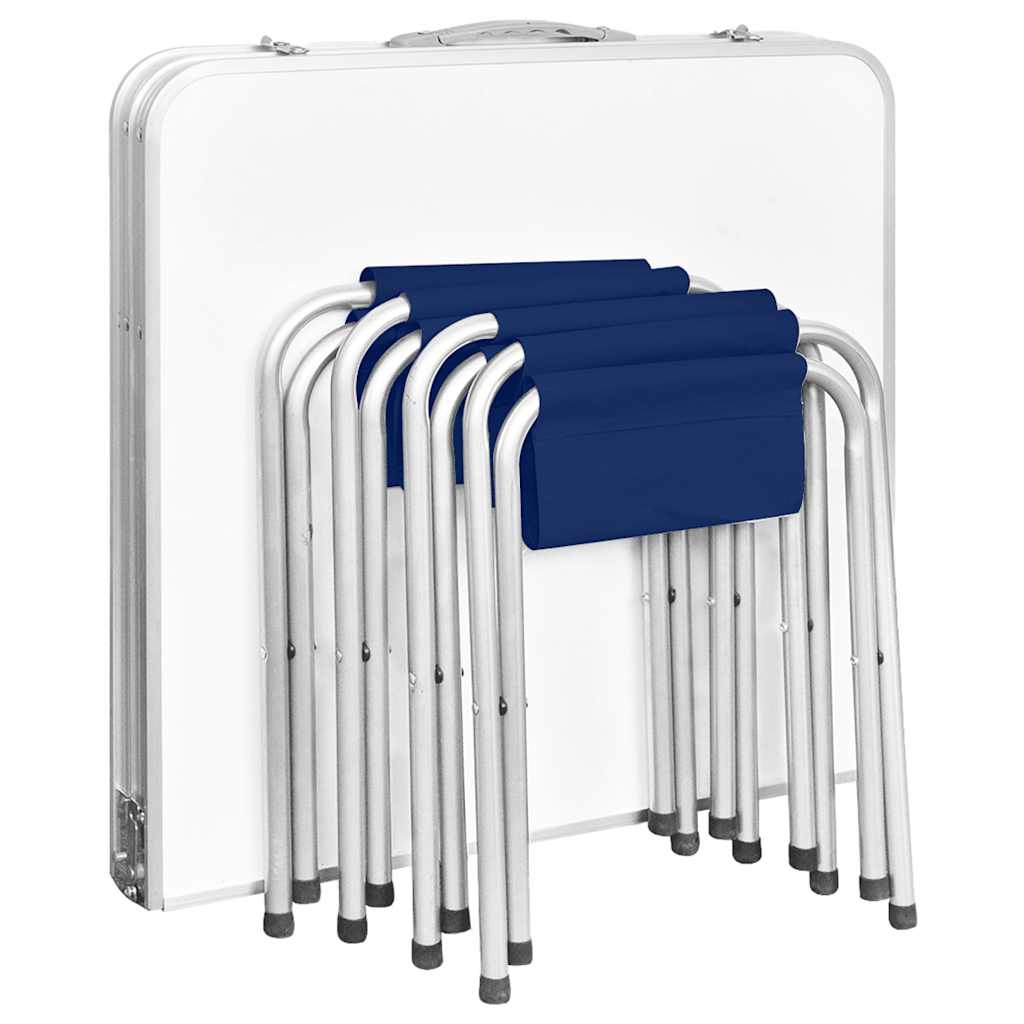 Campingtisch mit 4 Hockern Klappbar Höhenverstellbar 120x60 cm