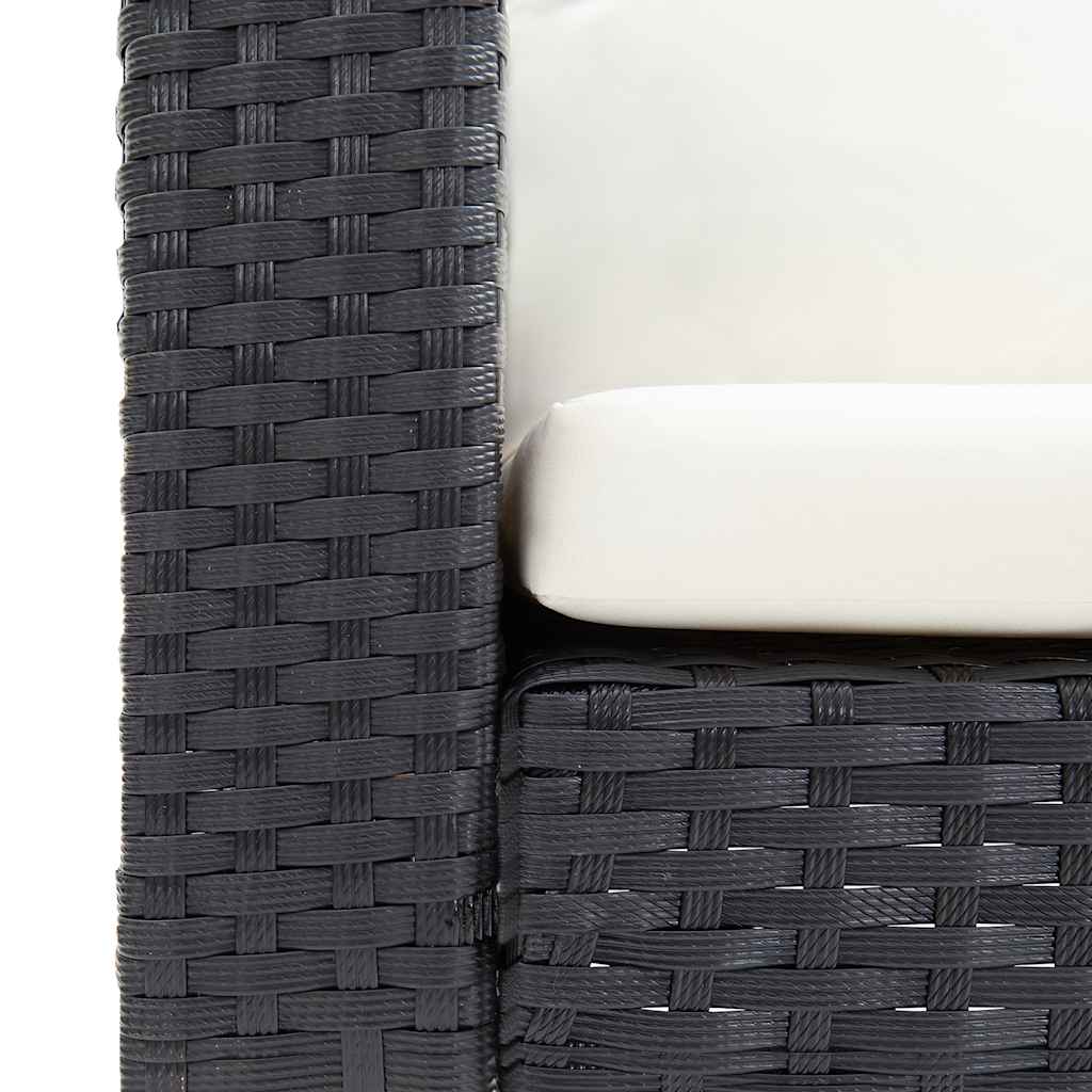 1-Sitzer-Gartensofa mit Auflagen Poly Rattan Schwarz