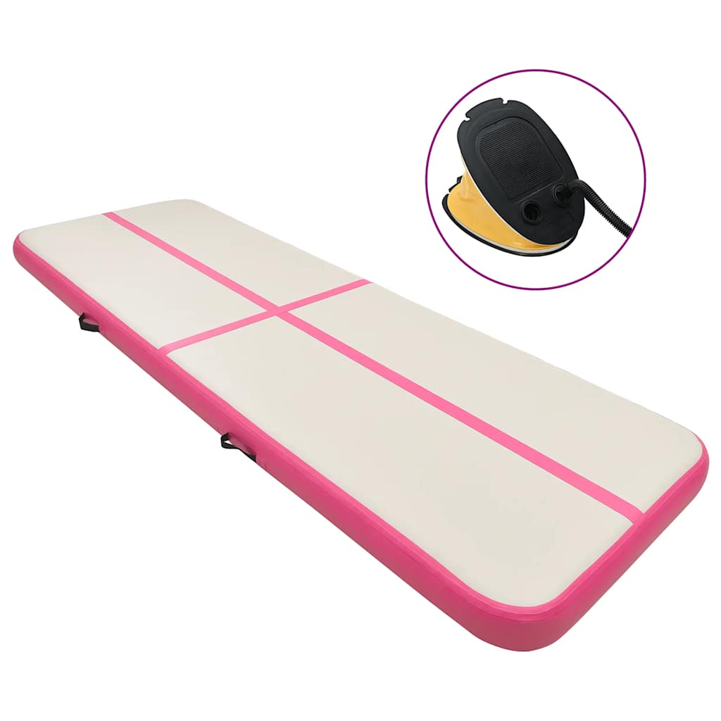 Aufblasbare Gymnastikmatte mit Pumpe 500x100x15 cm PVC Rosa
