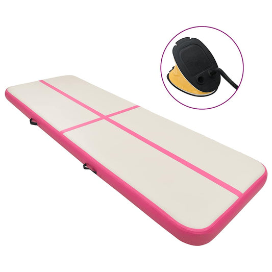 Aufblasbare Gymnastikmatte mit Pumpe 600x100x15 cm PVC Rosa