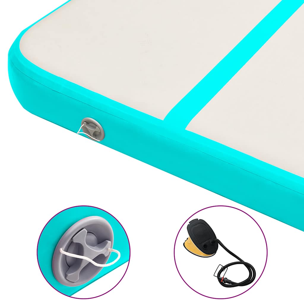 Aufblasbare Gymnastikmatte mit Pumpe 600x100x15 cm PVC Grün