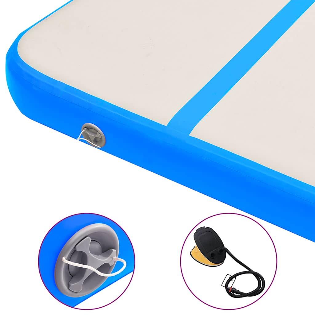 Aufblasbare Gymnastikmatte mit Pumpe 700x100x15 cm PVC Blau