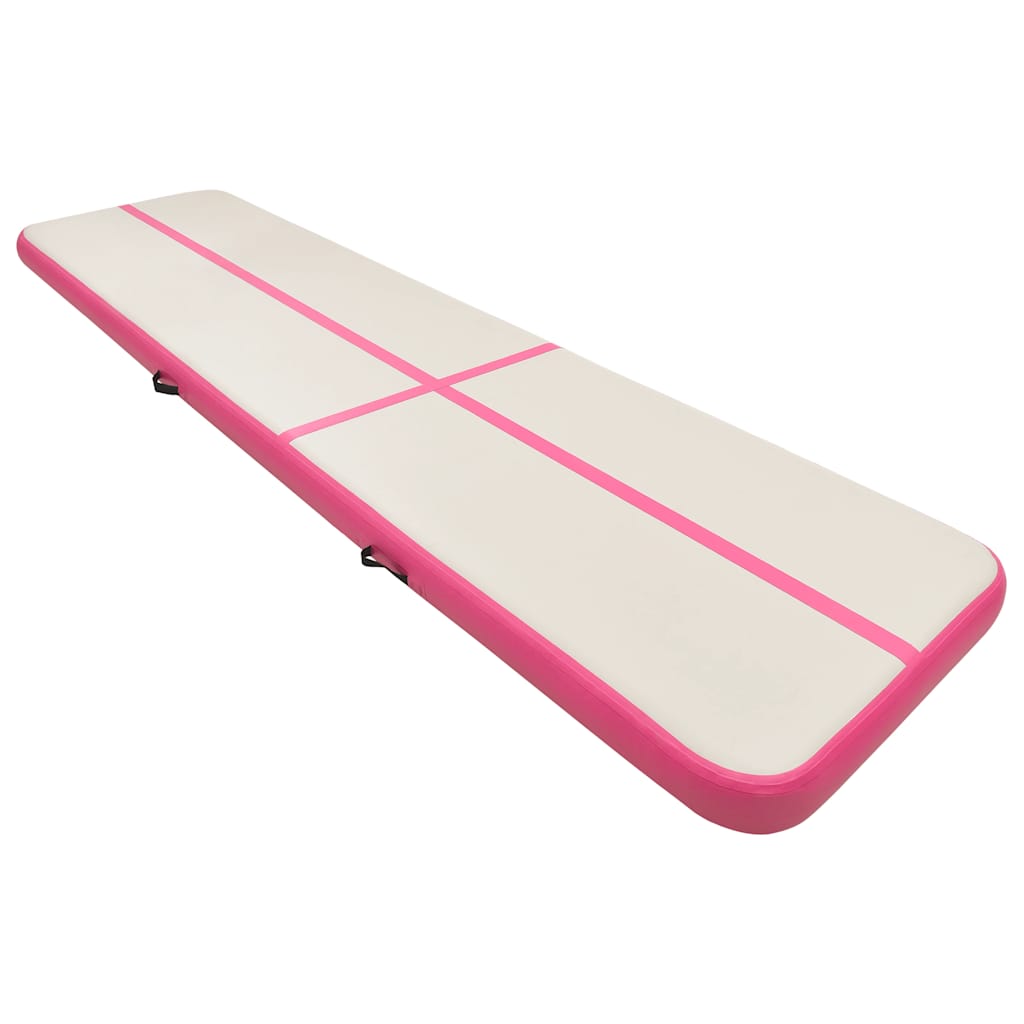 Aufblasbare Gymnastikmatte mit Pumpe 800x100x20 cm PVC Rosa