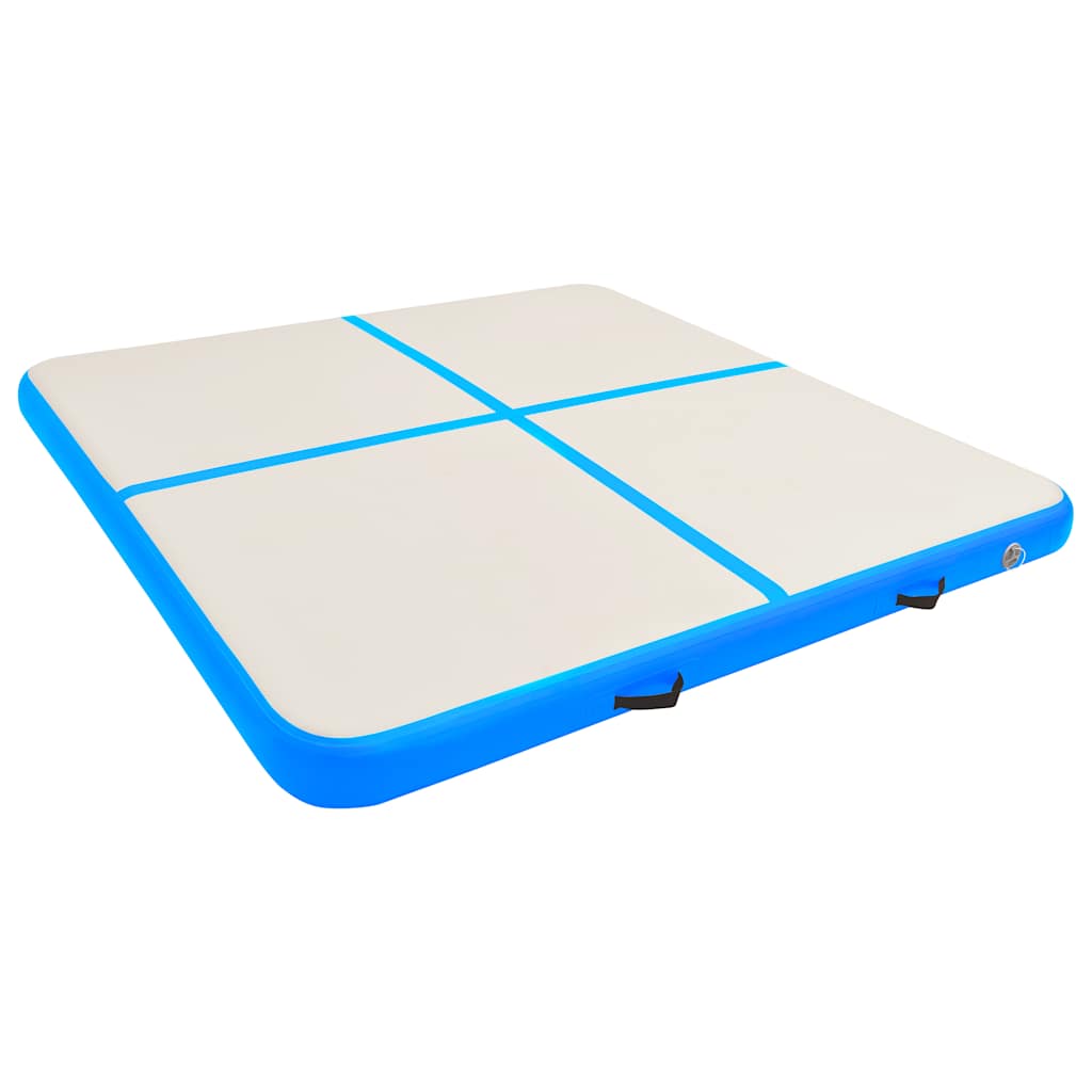 Aufblasbare Gymnastikmatte mit Pumpe 200x200x20 cm PVC Blau