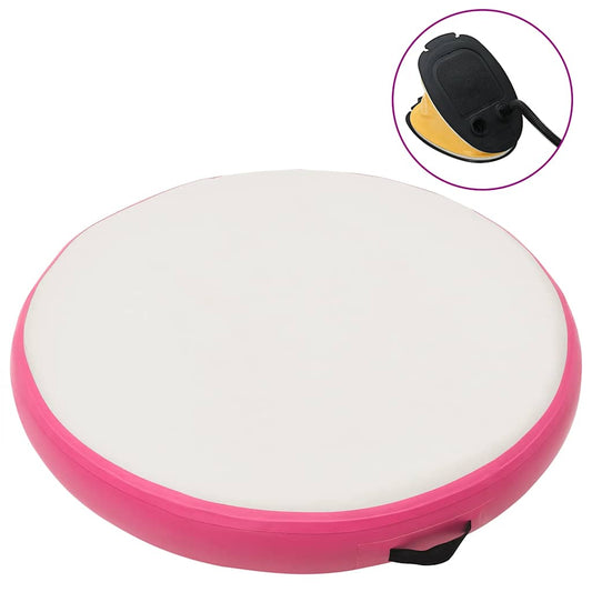 Aufblasbare Gymnastikmatte mit Pumpe 100x100x15 cm PVC Rosa
