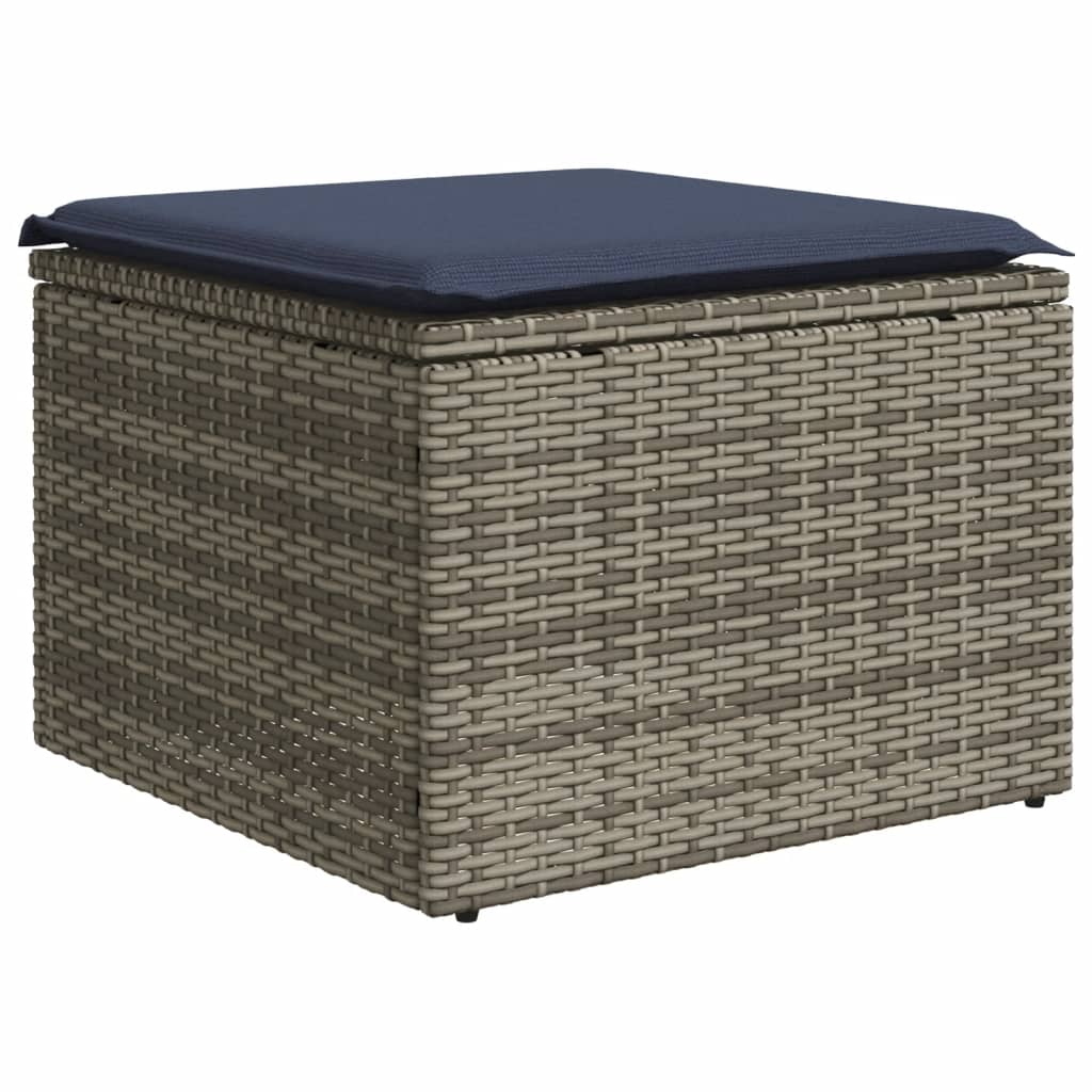 10-teiliges Gartensofa-Set mit Kissen, grau, Polyrattan
