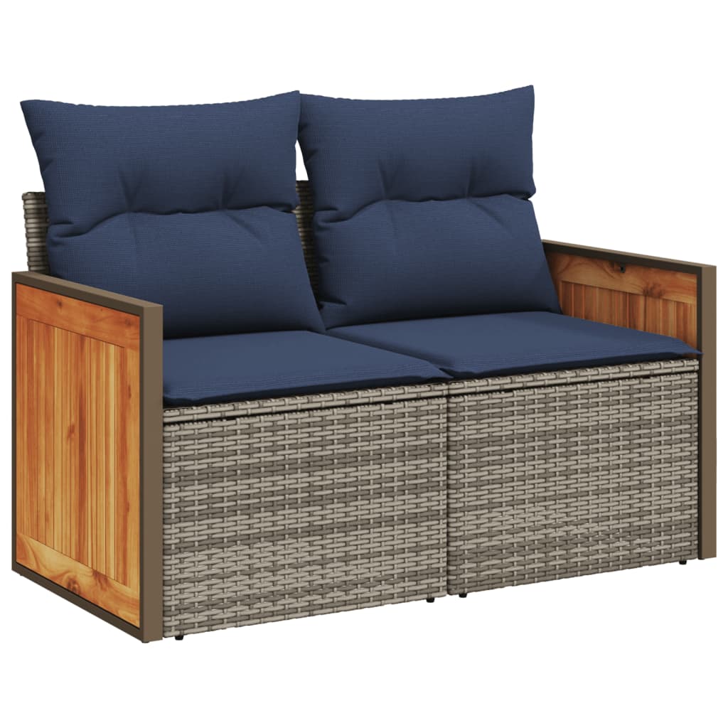 10-teiliges Gartensofa-Set mit Kissen, grau, Polyrattan