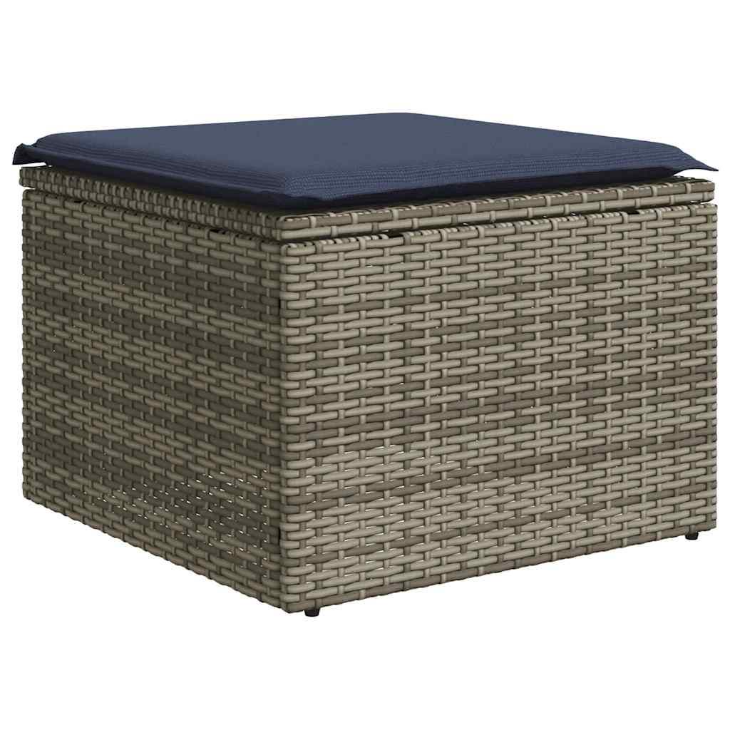 10-teiliges Gartensofa-Set mit Kissen, grau, Polyrattan