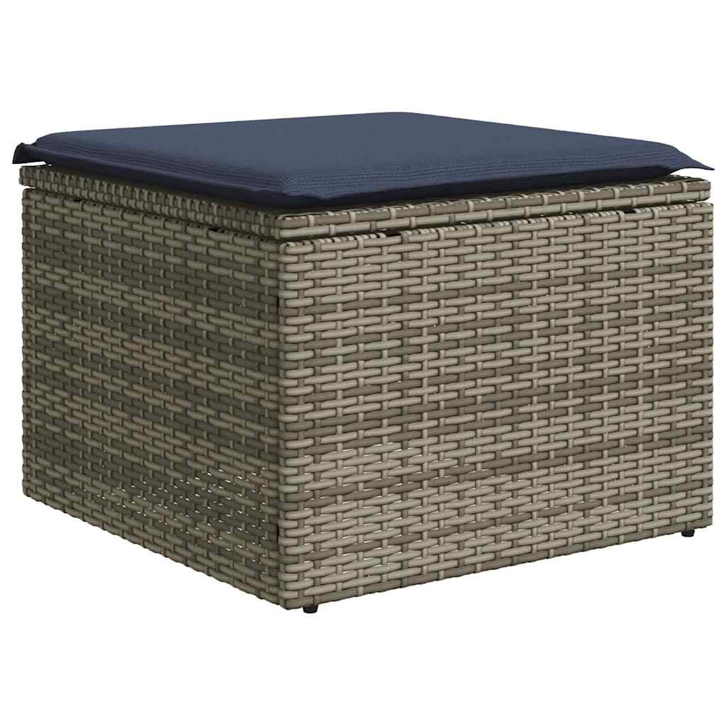 10-teiliges Gartensofa-Set mit Kissen, grau, Polyrattan