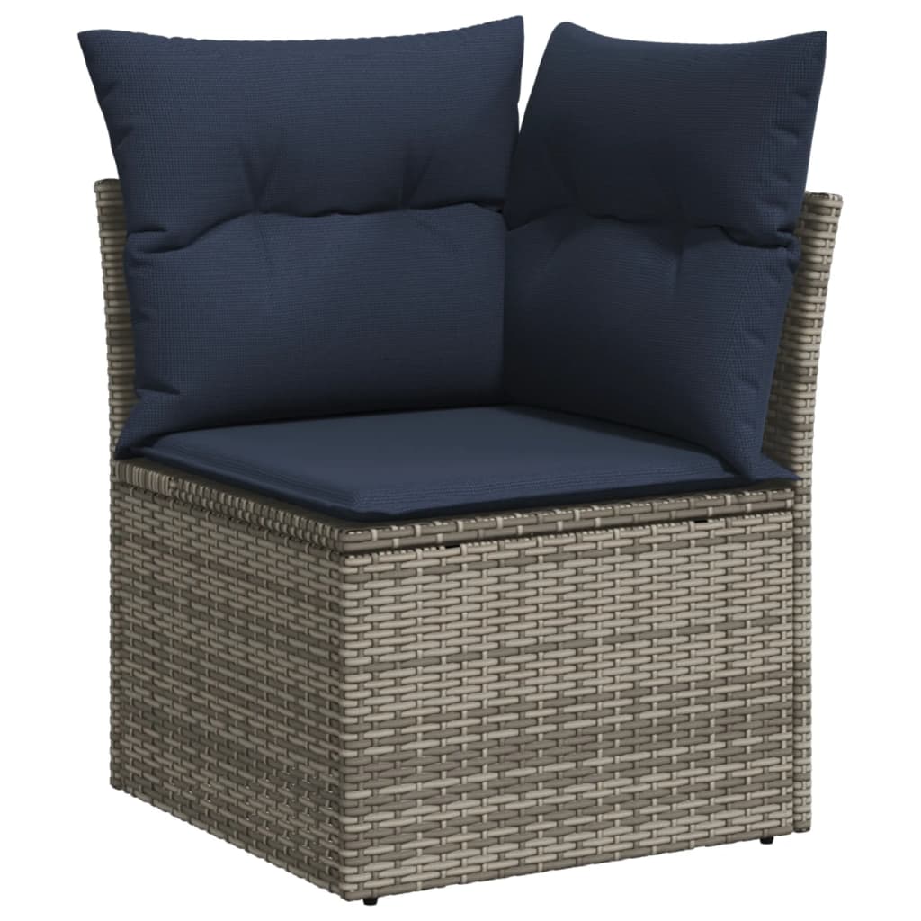 10-teiliges Gartensofa-Set mit Kissen, grau, Polyrattan