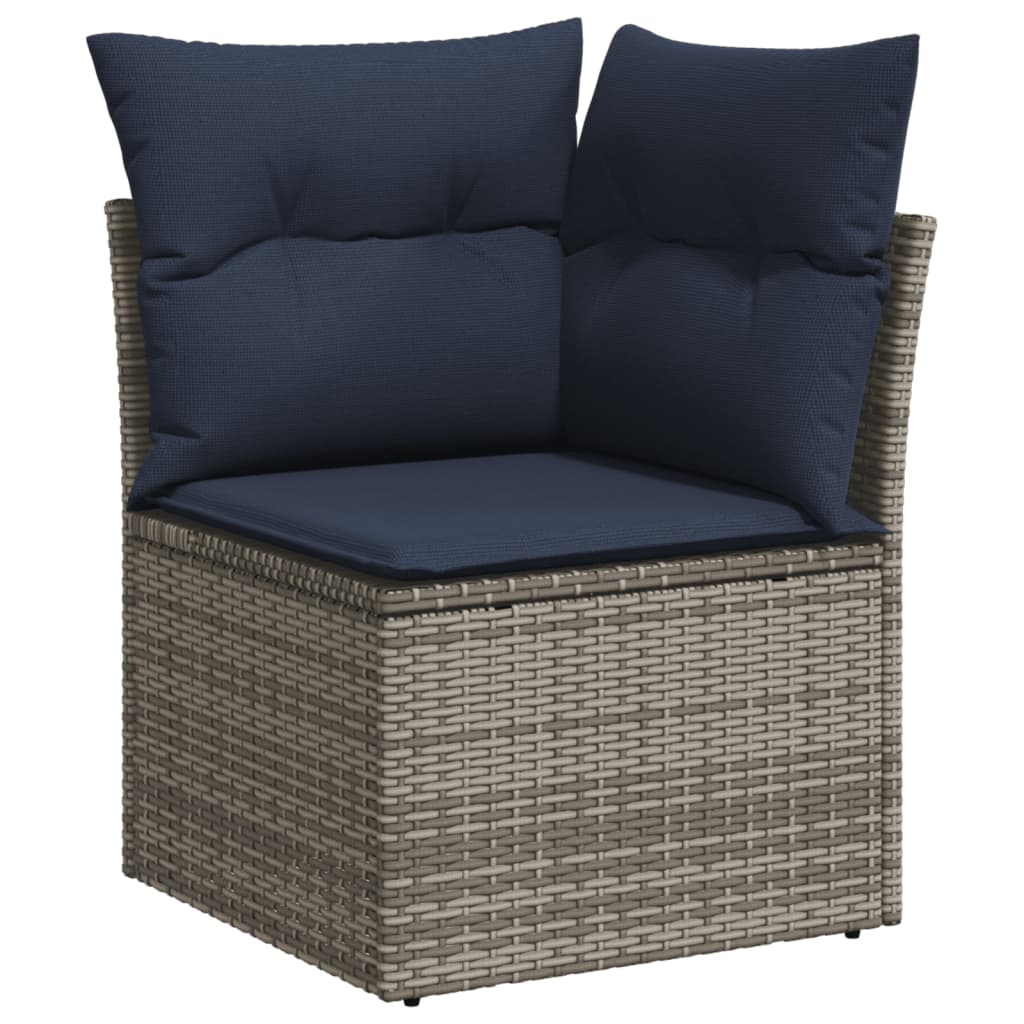 10-teiliges Gartensofa-Set mit Kissen, grau, Polyrattan