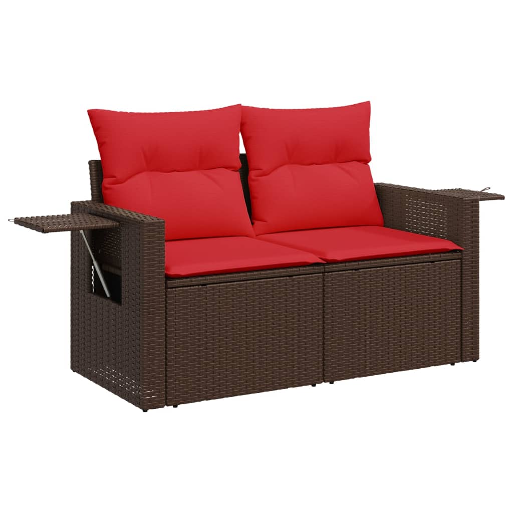 10-teiliges Gartensofa-Set mit Kissen, braun, Polyrattan