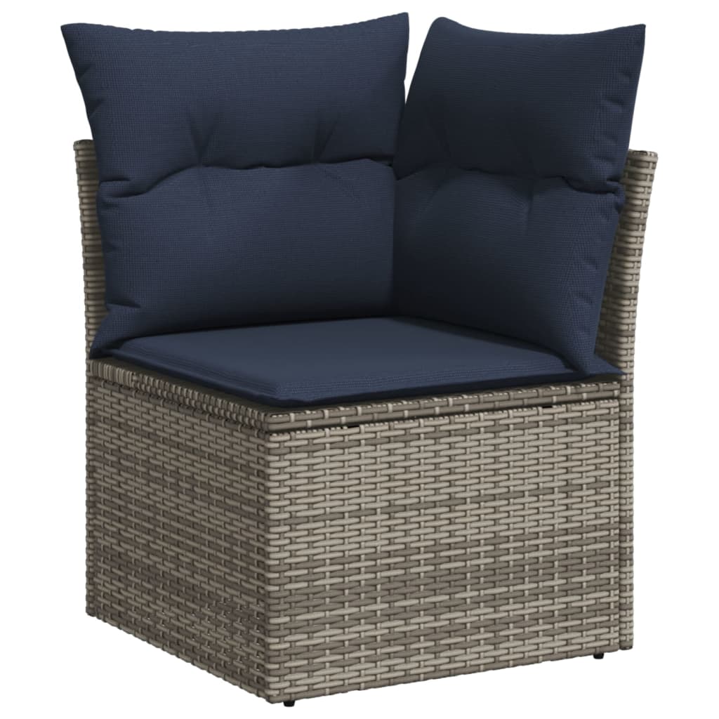 10-teiliges Gartensofa-Set mit Kissen, grau, Polyrattan