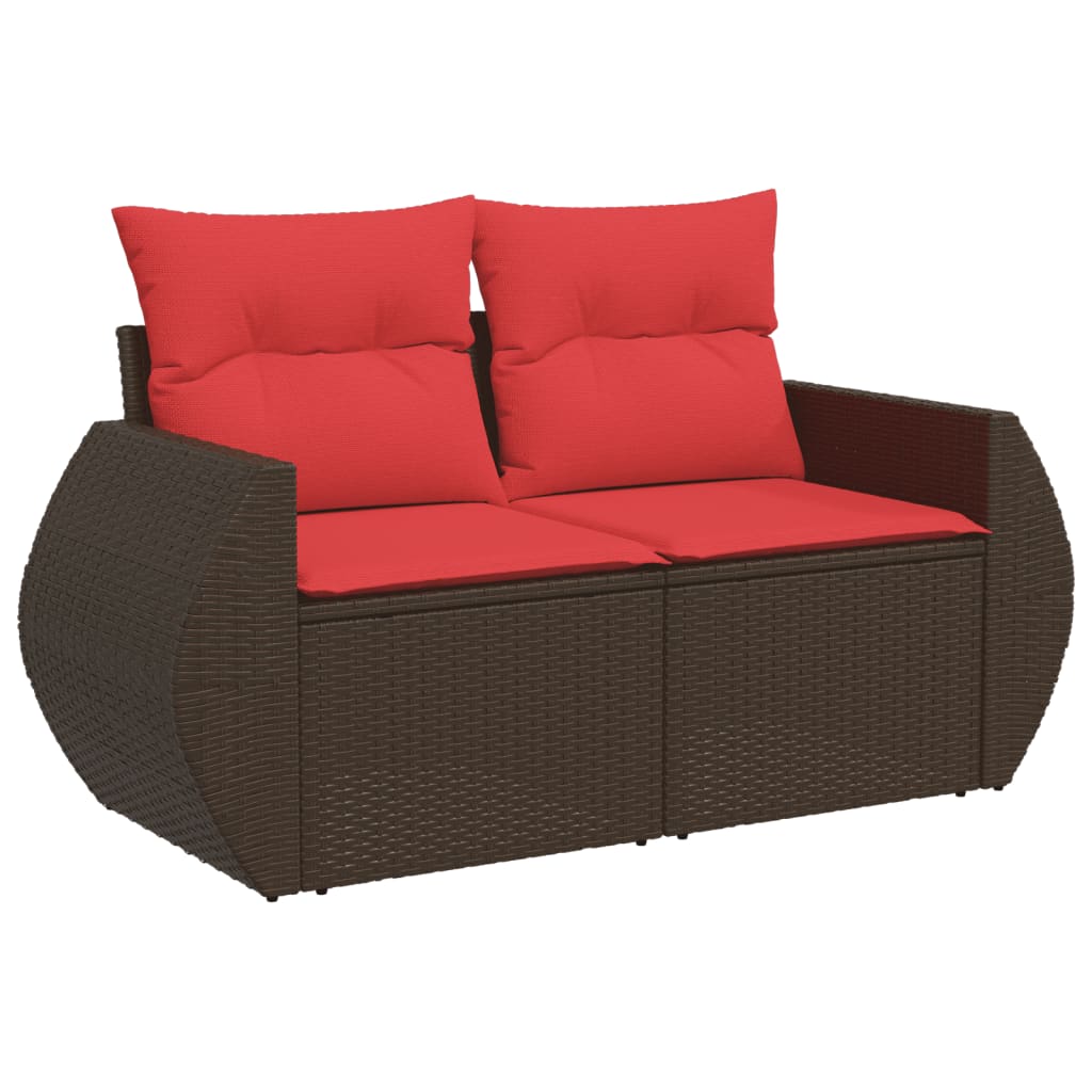 10-teiliges Gartensofa-Set mit Kissen, braun, Polyrattan