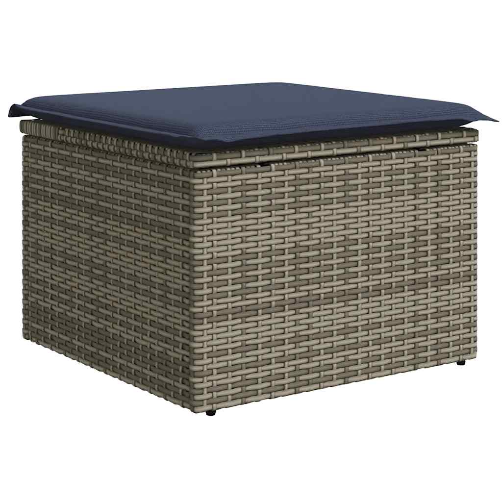 10-teiliges Gartensofa-Set mit Kissen, grau, Polyrattan