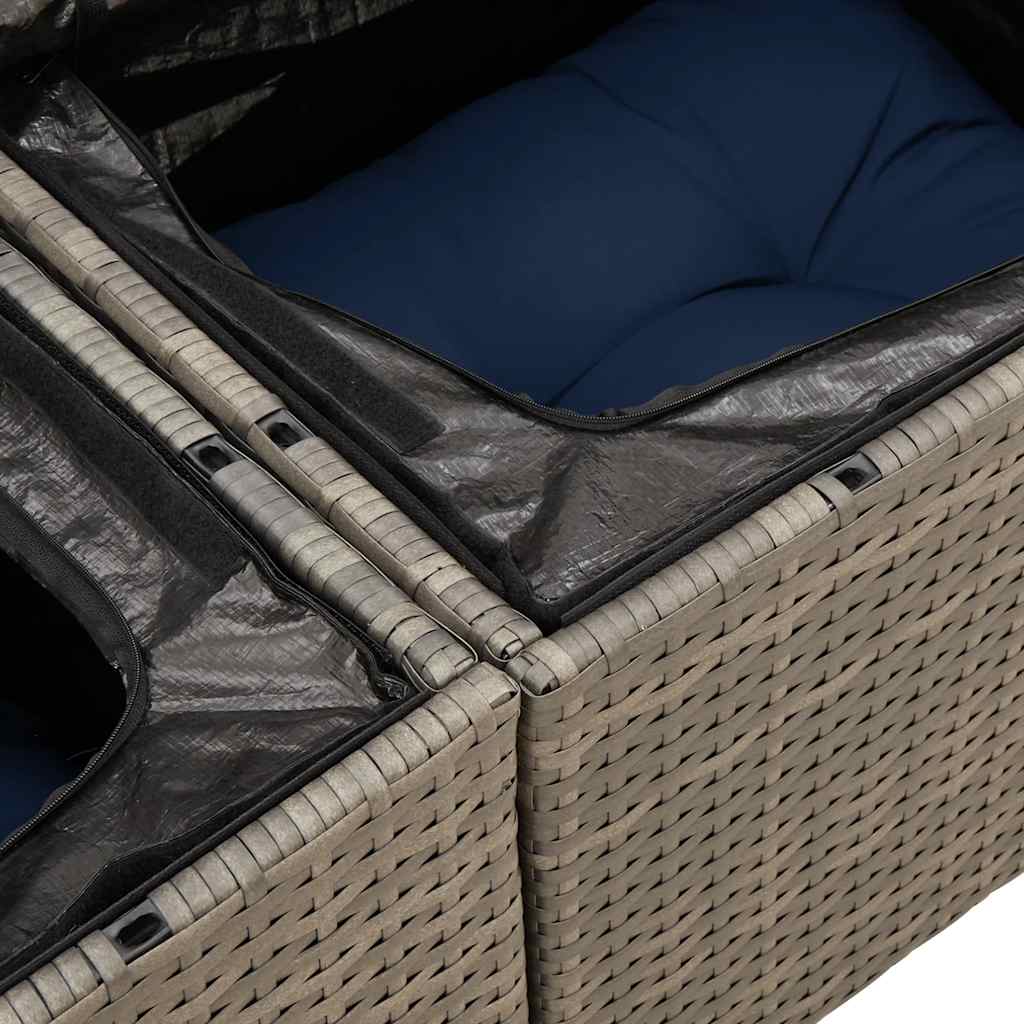 10-teiliges Gartensofa-Set mit Kissen, grau, Polyrattan