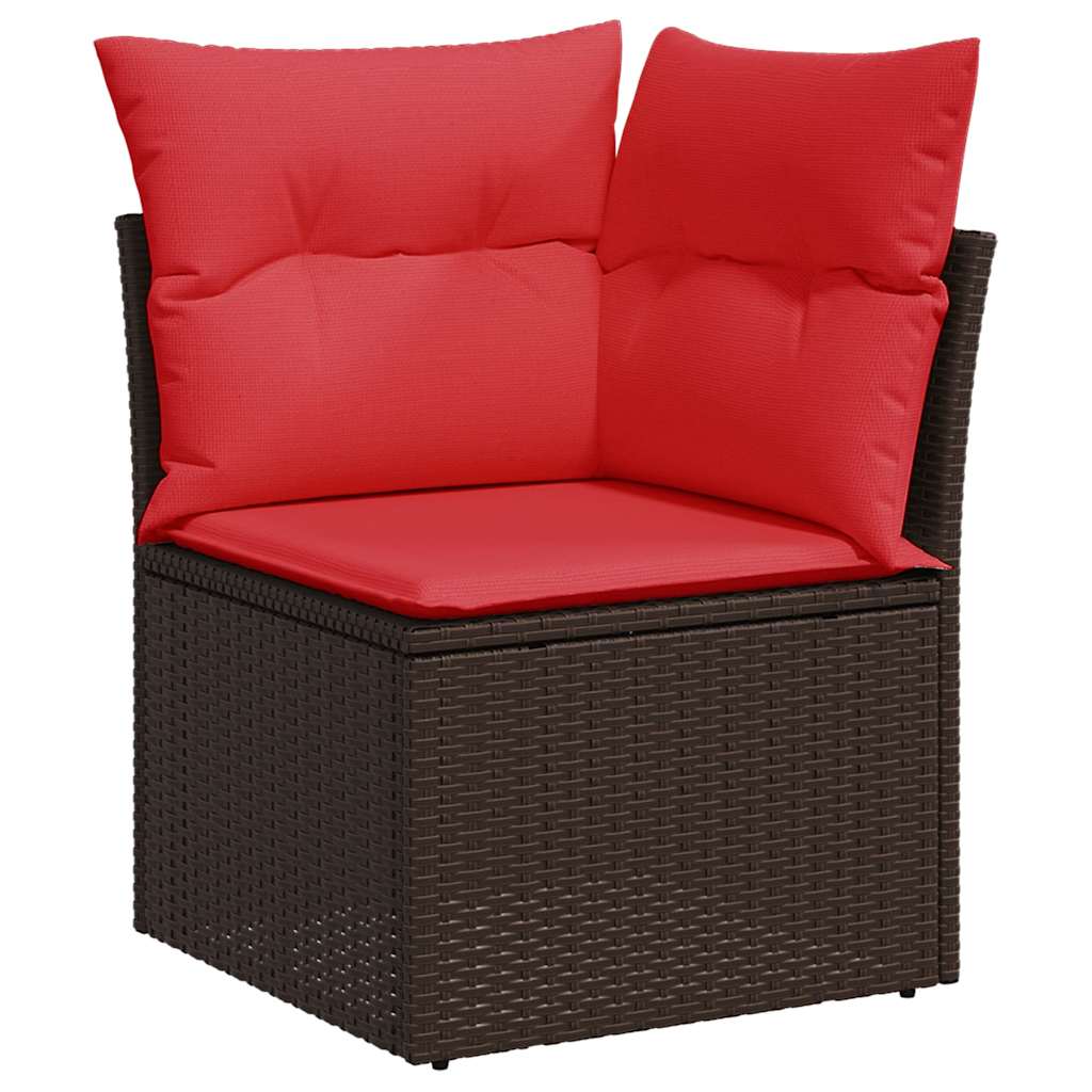 10-teiliges Gartensofa-Set mit Kissen, braun, Polyrattan