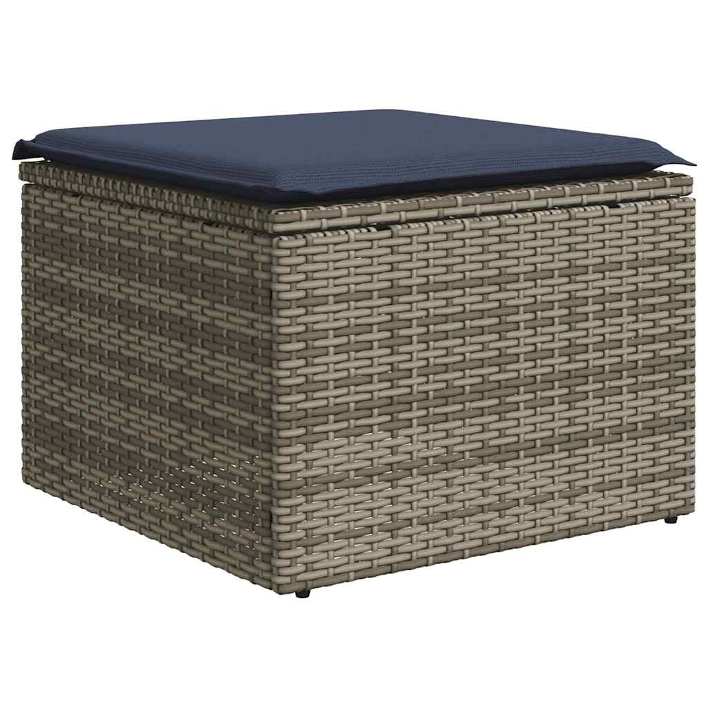 10-teiliges Gartensofa-Set mit Kissen, grau, Polyrattan