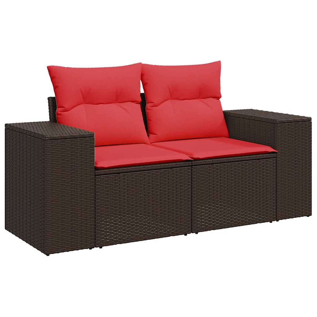 8-tlg. Garten-Sofagarnitur mit Kissen Schwarz Poly Rattan