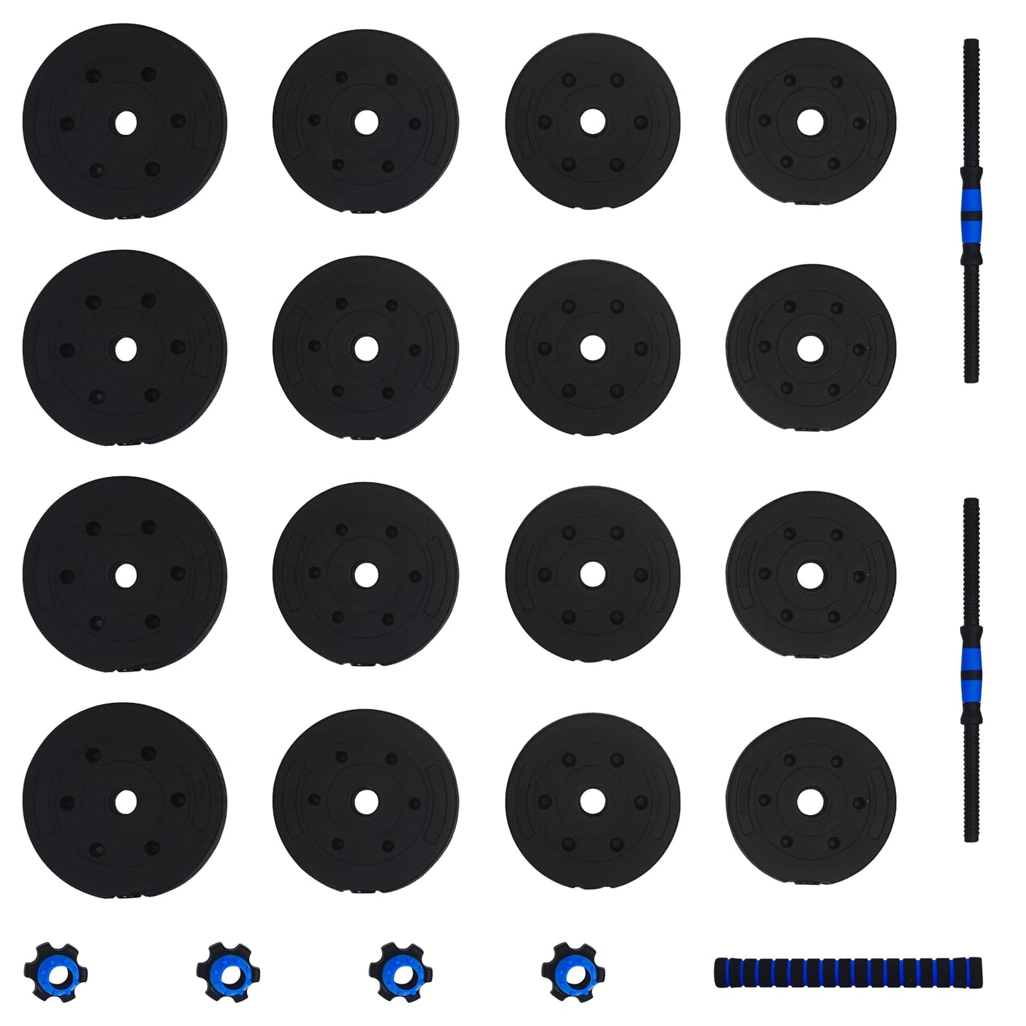 2-in-1 Kurzhantel Langhantel Set 30kg Schwarz und Blau